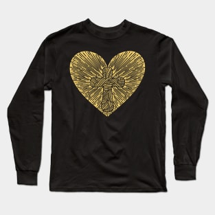 The cross of Jesus Christ drawn inside the heart Long Sleeve T-Shirt